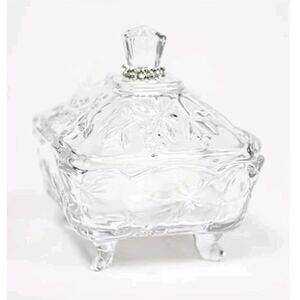 LADY PRIMROSE * TRYST * FOOTED POWDER JAR WITH * 1.5 OZ. SHIMMER DUSTING SILK